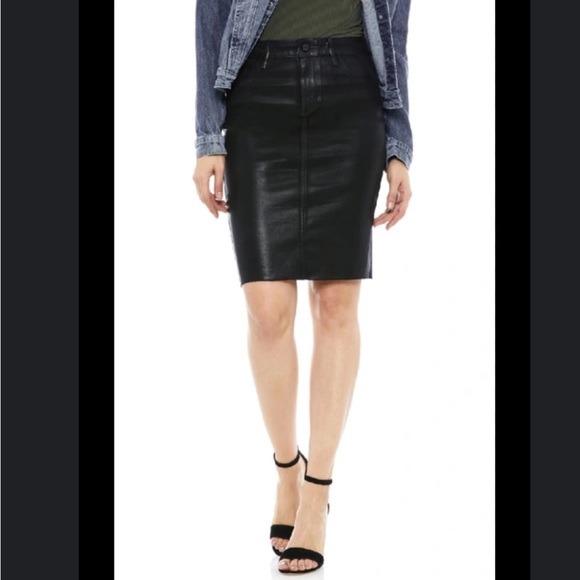 SAM EDELMAN Riley Black Coated Denim Skirt 31 - Picture 1 of 10